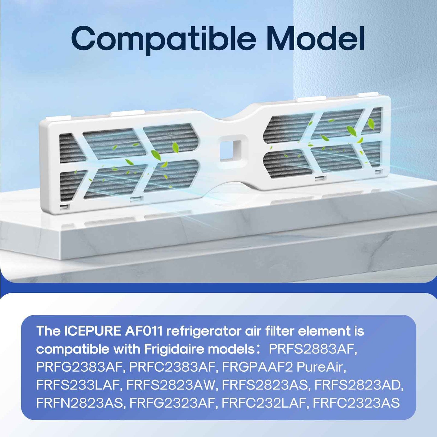 ICEPURE AF-2 Refrigerator Air Filter Replacement Cartridge Fit for Frigidaire RAF-2, FRGPAAF2, FRFS282LAF, FRFS2823AW, FRFS2823AS, GRMG2272BF, PRFS2883AF, 3PACK
