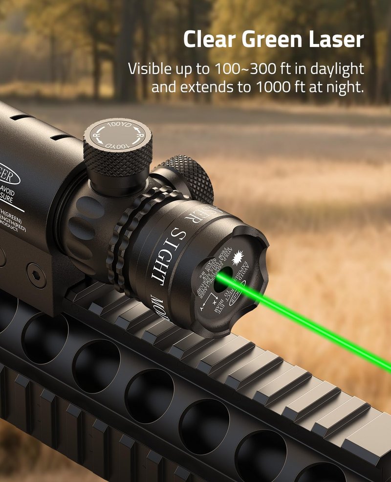 CVLIFE Laser Sight for Rifle with Picatinny Rail Mount/Barrel Mount, Green Laser for Guns, Low-Profile Laser Sight with Pressure Switch