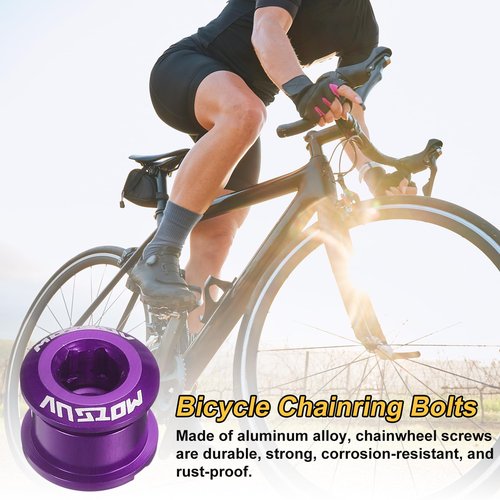 HARFINGTON 10pcs Single Chain Ring Bolts M8 Aluminum Alloy Bicycle Crankset Nuts Chainwheel Screw for Road Bike Mountain Bike, Purple