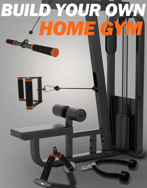 Fitarc Cable Machine Attachment Set - Lat Pulldown & Workout Accessories with Non-Slip Grips | Orange