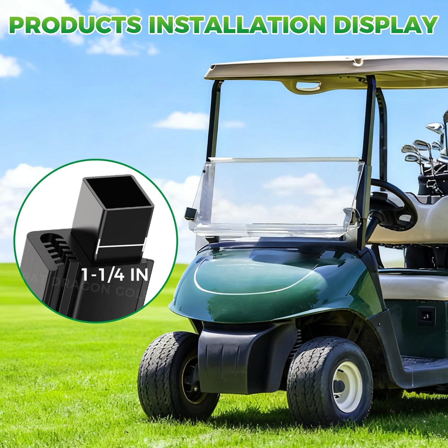 Panglong EZGO RXV Windshield Clips-2Pcs, Golf Cart Windshield Sash Clips for 1-1/4" Square Tube, Fit 2008-up EZGO RXV Golf Cart, OEM# 613136 603852