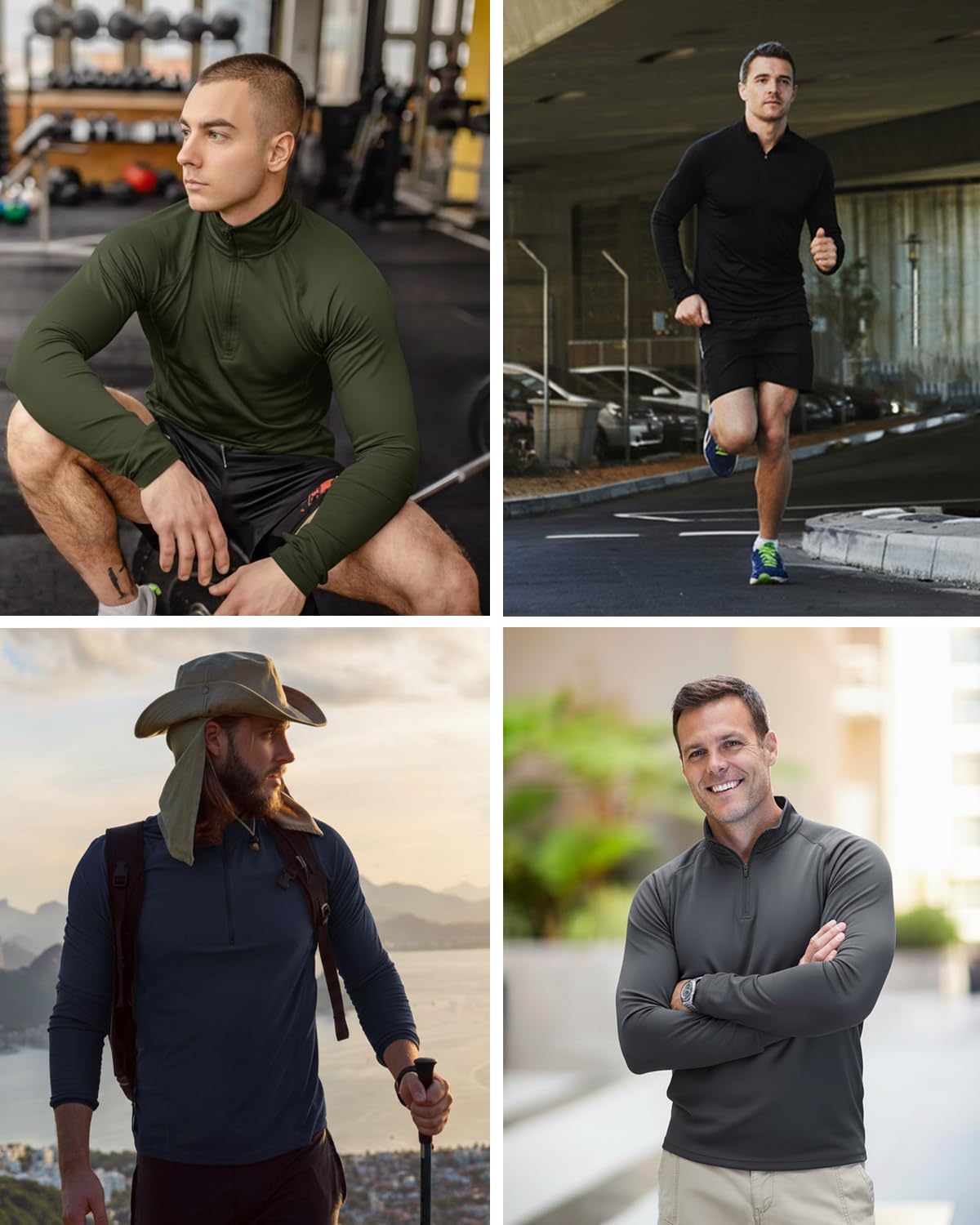 Skiennix Men's Quarter Zip Pullover Athletic Shirt - Quick Dry Long Sleeve for Running & Gym | 3-Pack