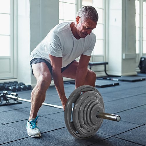Balelinko Cast Iron 2-Inch Olympic Grip Plate Weight Plate for Strength Training, Weightlifting and Crossfit in Single, 45LB, Gray