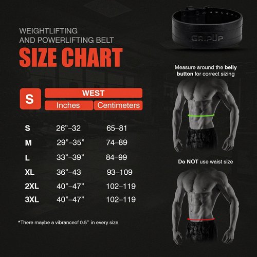 GripUp Powerlifting Belt 10mm Thick Genuine Leather 4” Heavy Weight lifting Gym Belt Back Support Strength Training Squats Workouts Fitness Bodybuilding Deadlifts Weightlifting Men Women (Black, L)