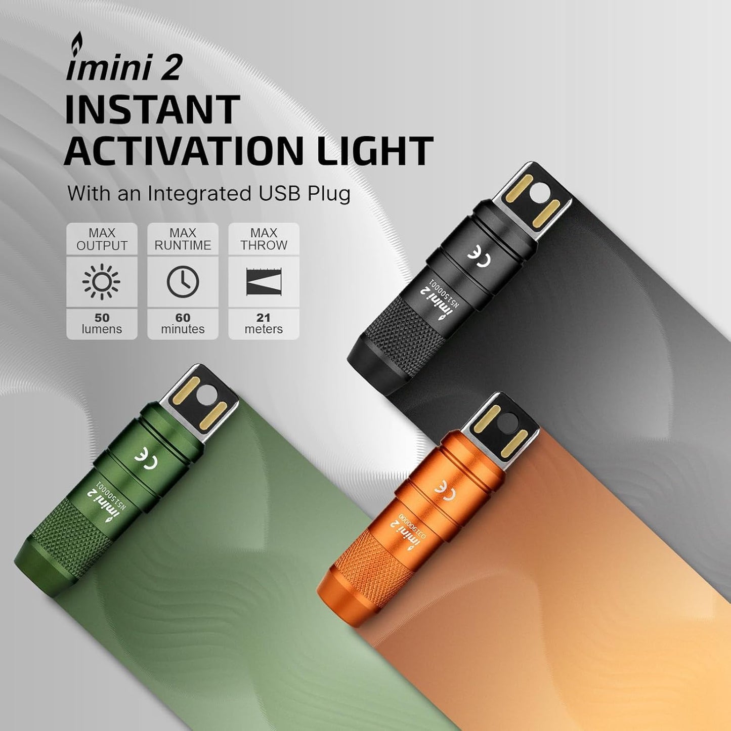 OLIGHT IMINI 2 EDC Keychain Flashlight - 50 Lumens Compact Mini LED Lights for Everyday Carry | Rechargeable & Portable