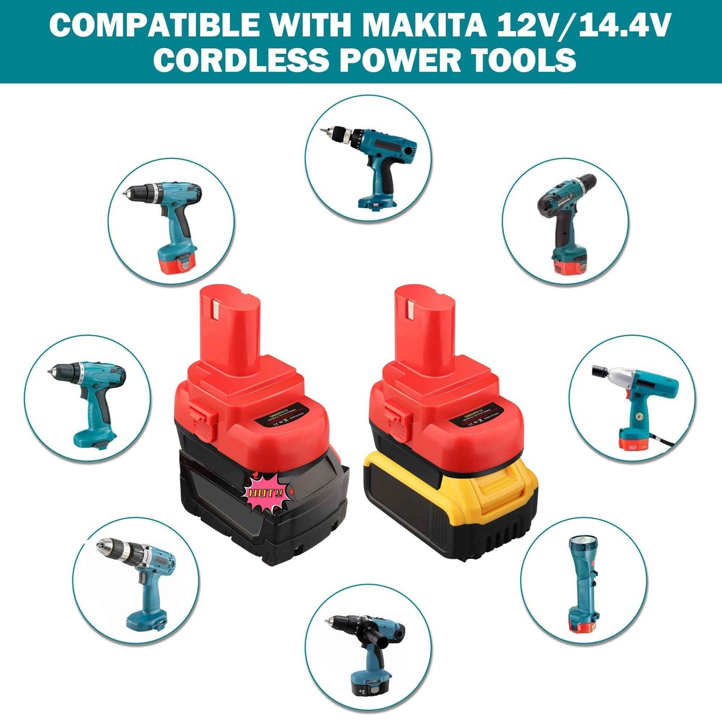 OGJUNX Adapter for DeWalt 20V Battery for Milwaukee M18 Battery Convert to for Makita 12V Cordless Tools Use (for DeWalt to for Makita 12V 14.4V NiCAD)
