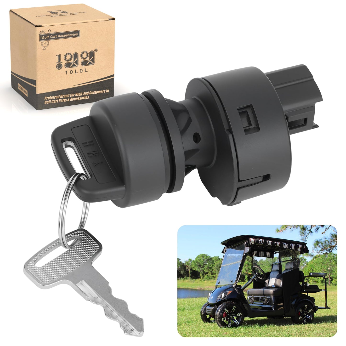 10L0L Golf Cart Ignition Key Switch Assembly for Yamaha G22 2005-2007 & G29 2007-2016 & Drive 2 2007-up Electric & Gas Golf Cart,OEM JW1-H2510-00 JU2-H2510-20 JU2-H2510-10