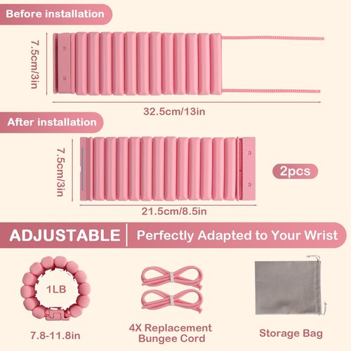Mowdug Pilates Wrist Ankle Weights for Women, Adjustable Magnetic Buckle Silicone Weighted Bracelet Wearable Arm & Leg Weights Set for Home Gym, Walking, Yoga, Swimming, Cardio Set of 2 (1Lb Each)
