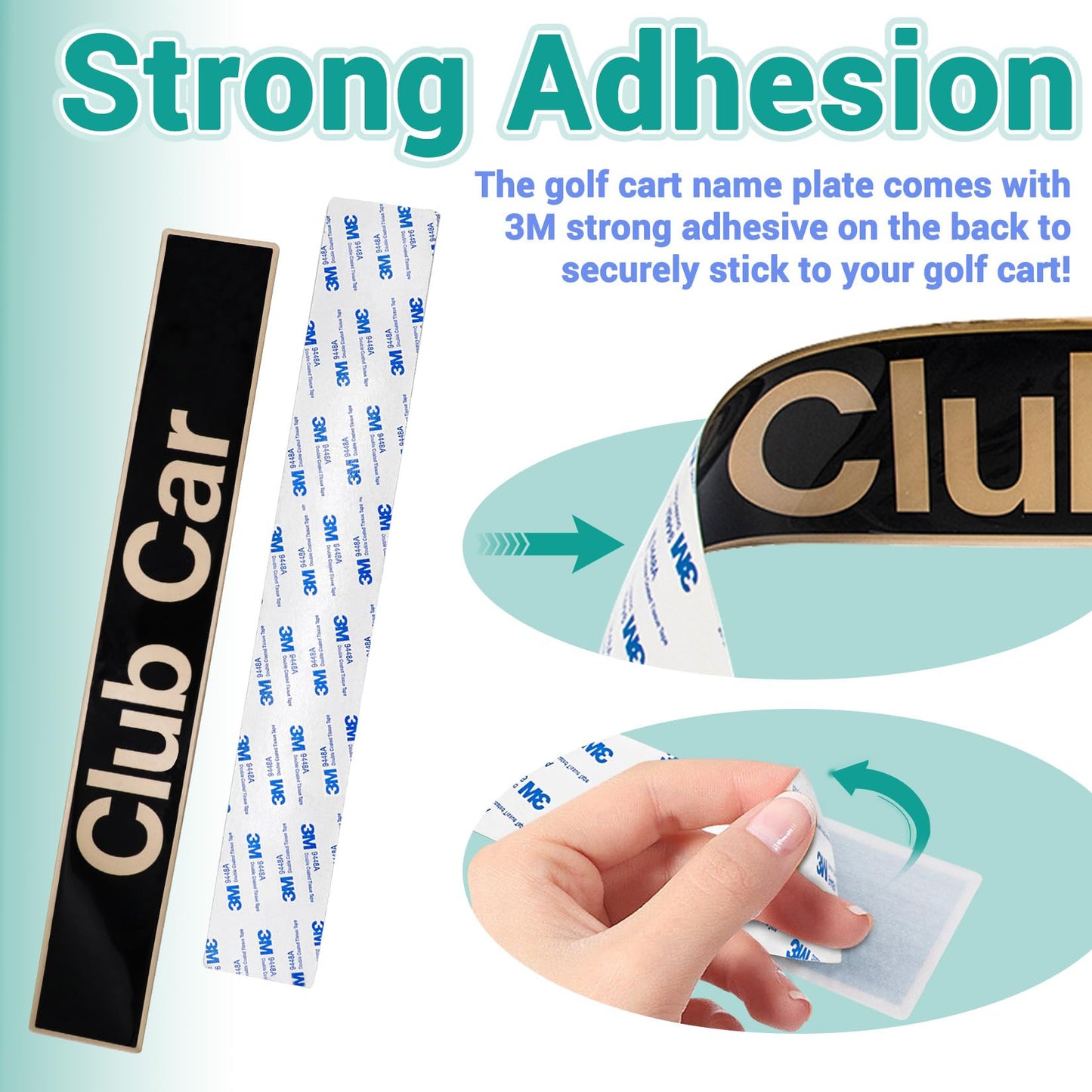 DRIVE UP Name Plate for Club Car Precedent, Black Gold Decal for Golf Cart 15.74"×2.24" Emblem