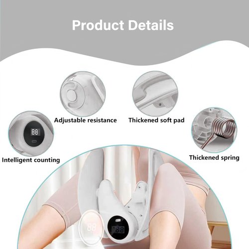 Kegel Exerciser Thigh Master for Women, Adjustable Pelvic Floor Exercise Devices with LED Display, 360° Inner Thigh Exerciser of HIPS/Arm/Leg (Gray)