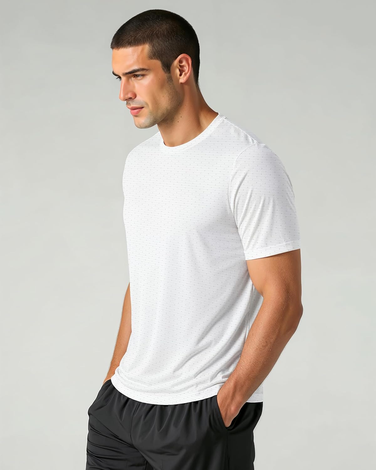 Real Essentials Men's Breeze Tech Crew Neck T-Shirts - 5 Pack Moisture-Wicking Athletic Gym Shirts (Big & Tall)