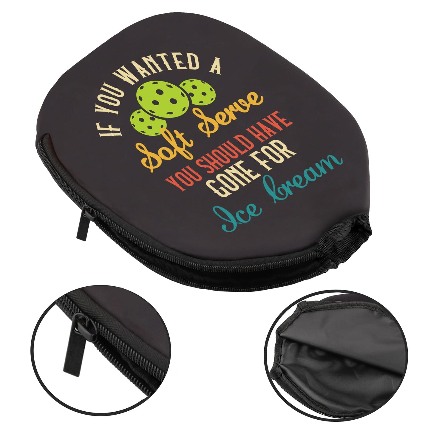 PWHAOO 2PC If You're Looking for A Soft Serve Go Get Ice Cream Pickleball Paddle Covers Funny Pickleball Paddle Pouch Gift (Get Ice Cream Paddle)