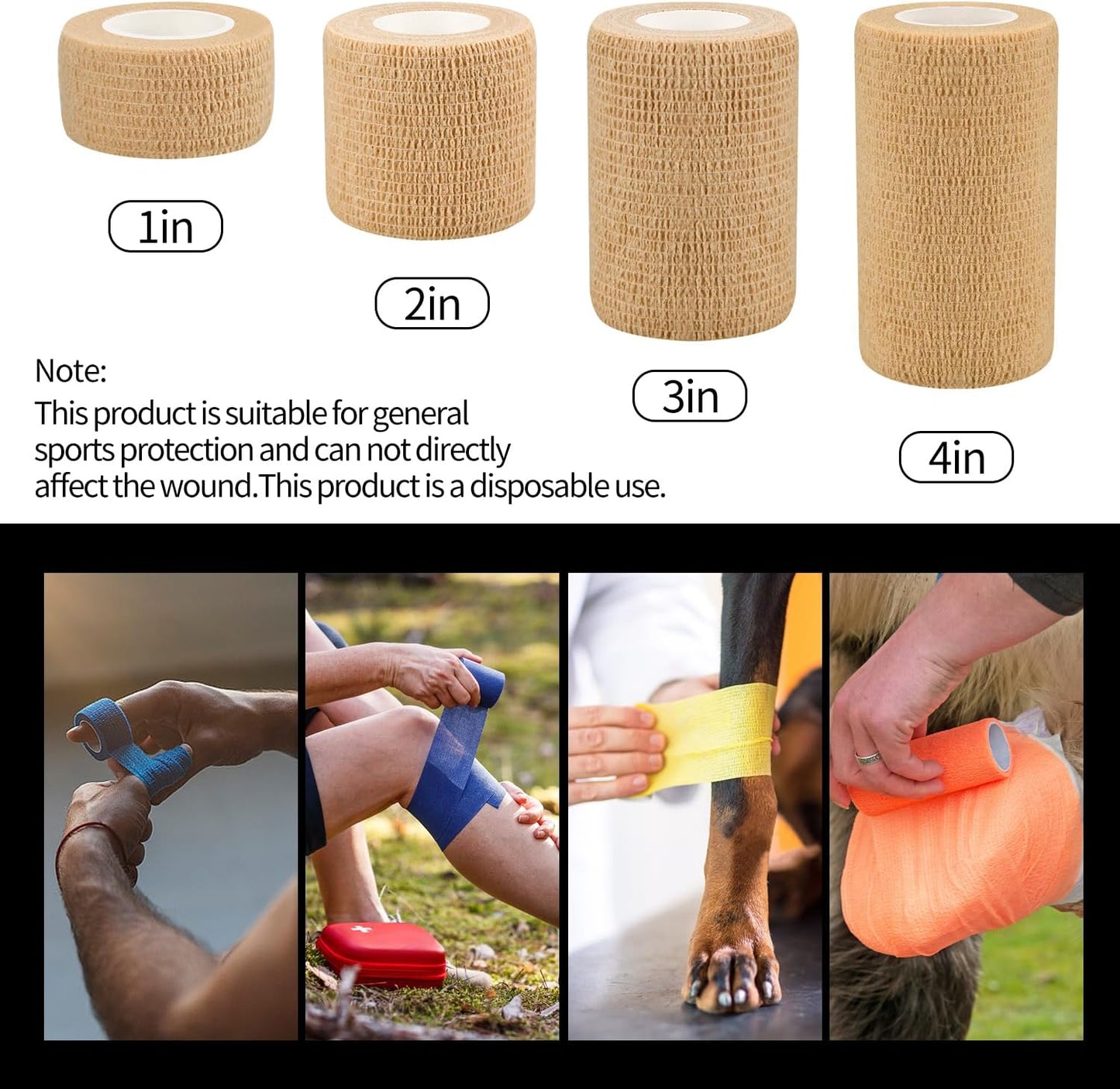 Skiennix Self-Adhesive Bandage Wraps - 6 Pack, 5 Yards Each, 12 Color Options for Sports & Injury Recovery
