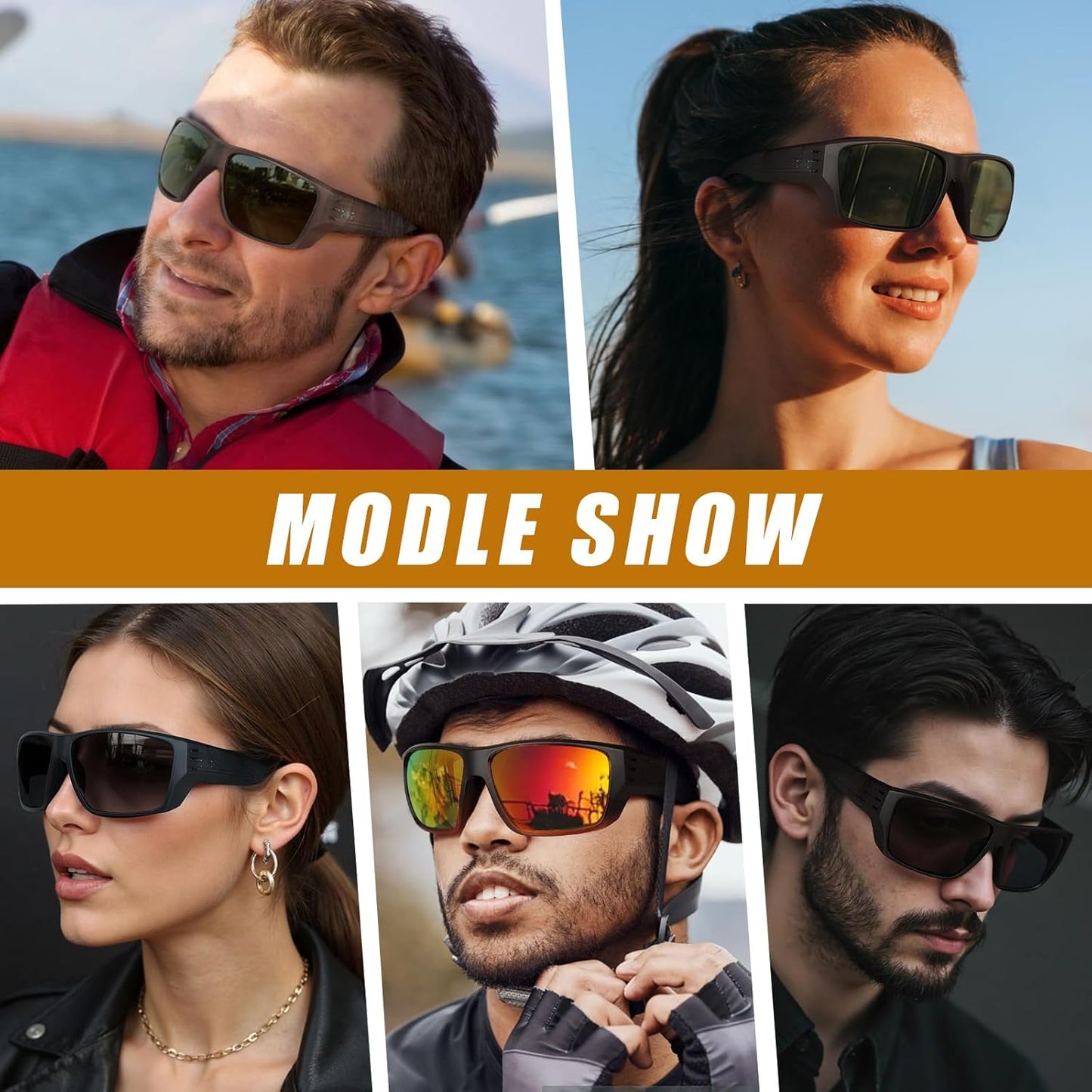 POLARKING Polarized Sports Sunglasses - UV400 Protection, Square Frame for Cycling & Fishing
