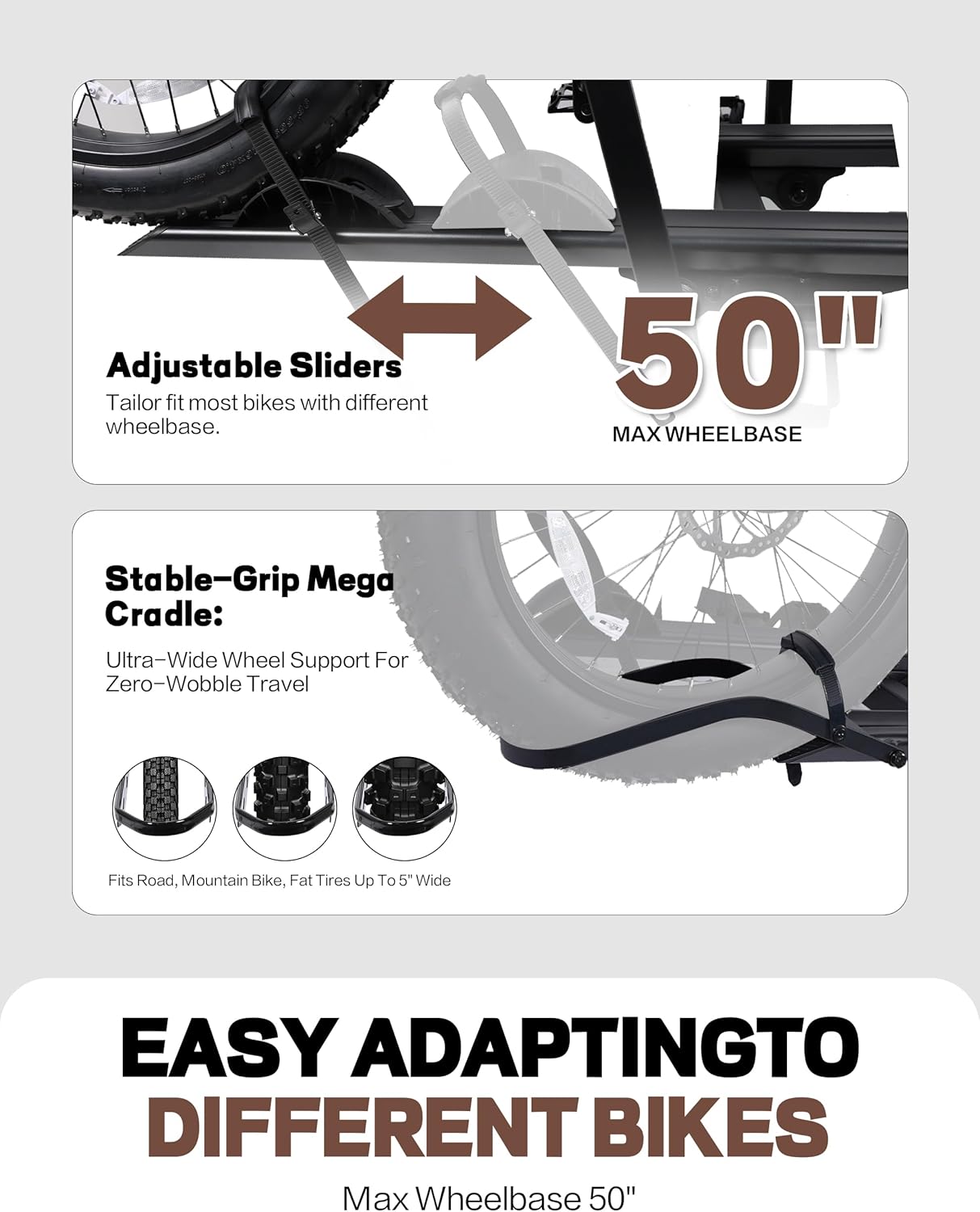 Young E-Bike Rack - Hitch Mount Platform for Cars & SUVs | Fits E-Bikes with 5-Inch Fat Tires, 200 lbs Capacity