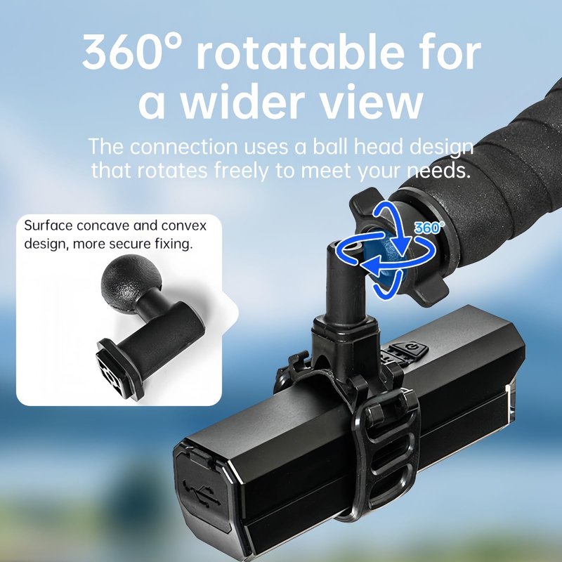 SUKOUSRAM 360° Adjustable Handlebar Flashlight Mount, Universal Bike Light Holder for Mountain and Road Bikes, Black