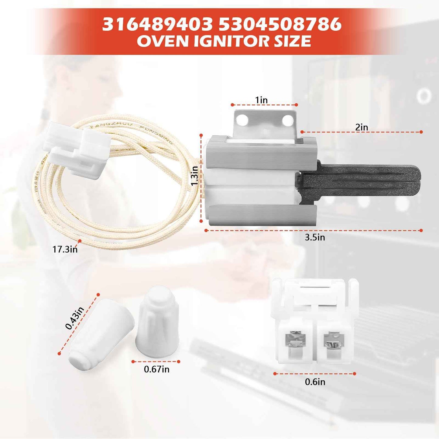 316489403 5304508786 Oven Igniter Gas Range Lower Bake Igniter Replacement for Kenmore Crosley Frigidaire Gas Oven/Stove Replace 7316489403 AP4433236 PS2364063 (1 PACK)