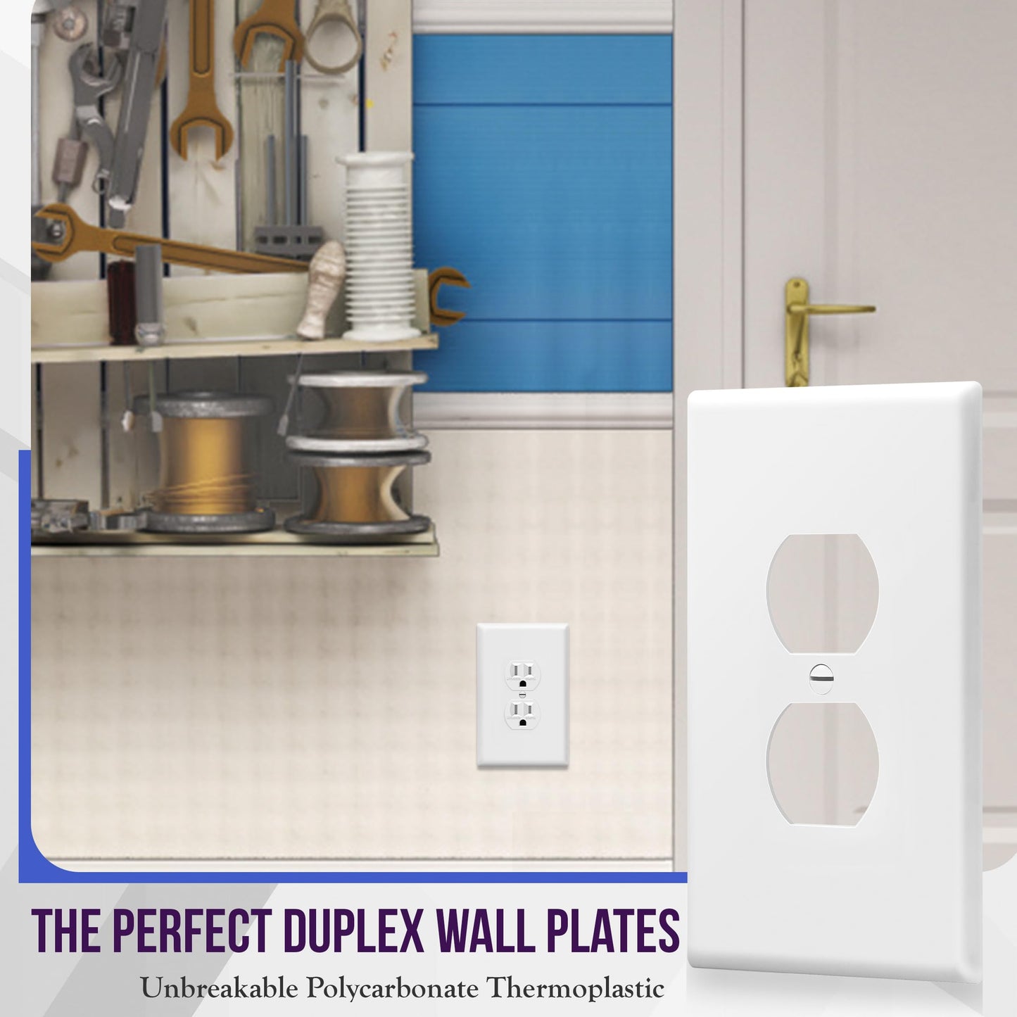 ENERLITES Jumbo Duplex Receptacle Outlet Wall Plate, Large Electrical Outlet Covers, Over-Size 1-Gang 5.5" x 3.5", Polycarbonate Thermoplastic, 8821O-W-5PCS, White (5 Pack)