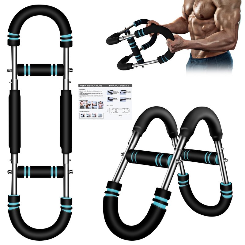 Twister Arm Trainer, 60-110lb Adjustable Chest Workout Equipment with 3-Speed Resistance, Portable Power Twister Bar for Home/Gym, Detachable Design Fitness Anywhere