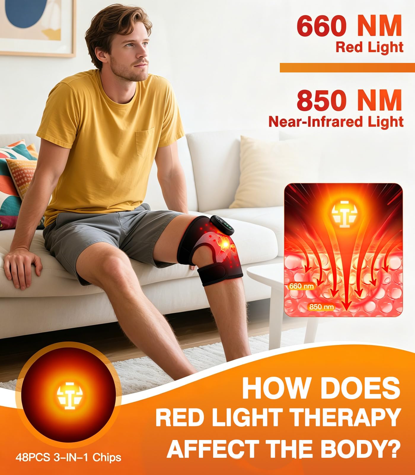 Lanieney Knee Massager with Heat and Red Light Therapy, Knee Brace with Vibration, 5000mah Wireless Cordless,660nm & 850nm Red Light Therapy Adjustable Knee Wrap for Knee/Elbow/Shoulder Pain Relief