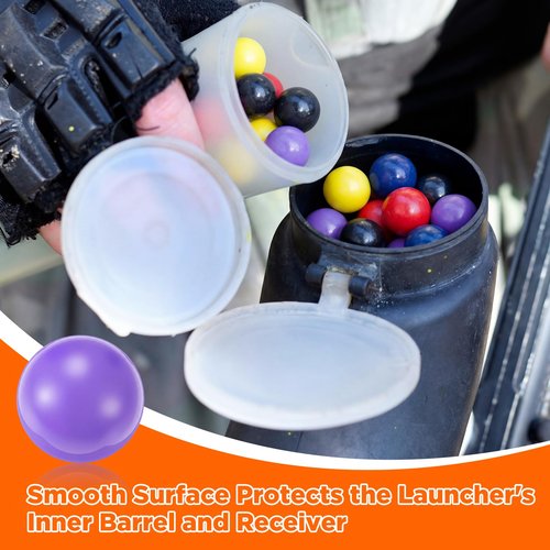Silipull 68 Caliber / 50 Caliber Projectiles for Self Defense and Practice, Solid Nylon Balls, Reusable Plastic Ammo Projectiles Hard Paintball for Defense Target Shooting(68 Cal,Vivid,100 Pcs)