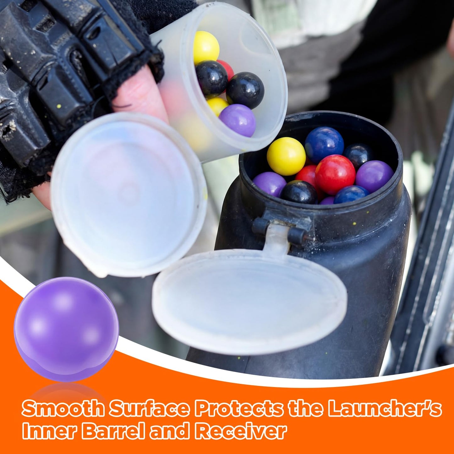 Silipull 100 x 68 Caliber Projectiles for Self Defense and Practice, 68 Cal Solid Nylon Balls, Reusable Plastic Ammo Projectiles Hard Paintball for Defense Target Shooting