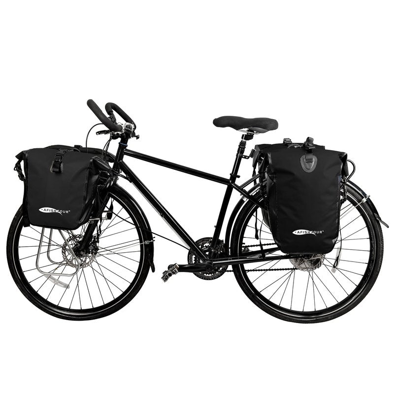 AFISHTOUR Waterproof Bike Pannier - 15L Saddle Bag for Bicycles Rear Rack - Bike Bag for Grocery, Laptop (Black, 1 PCS)