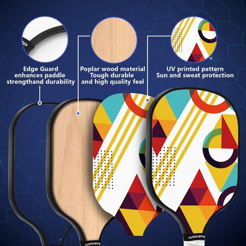 DUJORM Pickleball Set with 4 Premium Wood Paddles, Cushion Comfort Grip, 4 Pickleball Balls & Carry Bag, USAPA Approved Pickle Ball Paddle Set for Men Women