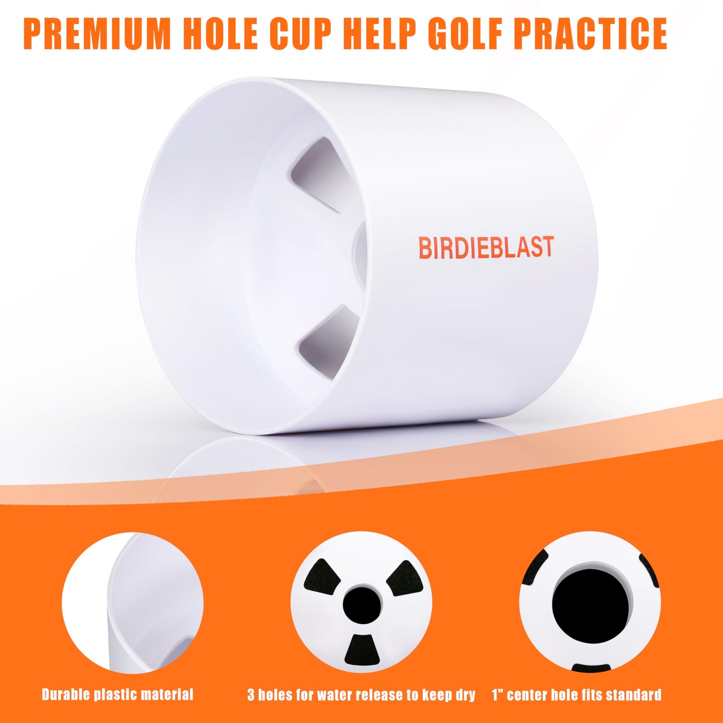 BIRDIEBLAST Golf Hole Cup,Plastic Golf Cup for Outdoor Backyard Practice Putting Green, 4 Inches and 6 Inches Available (2, 4Inches)