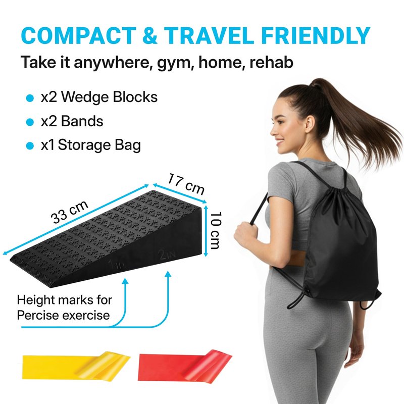 Uwaomah.Squat wedge, pack of 2, 1500 LBS Capacity, 1" & 2" Heel Elevated Squat wedge block of calf stretching & Physical Therapy, Foot Workout Wedge, Ankle Mobility, Portable Heavy Duty Blocks