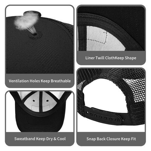 Fishing Leather Patch Trucker Hat-Adjustable Baseball Caps,Snap Back Trucker Cap Gift for Men Women Accessory