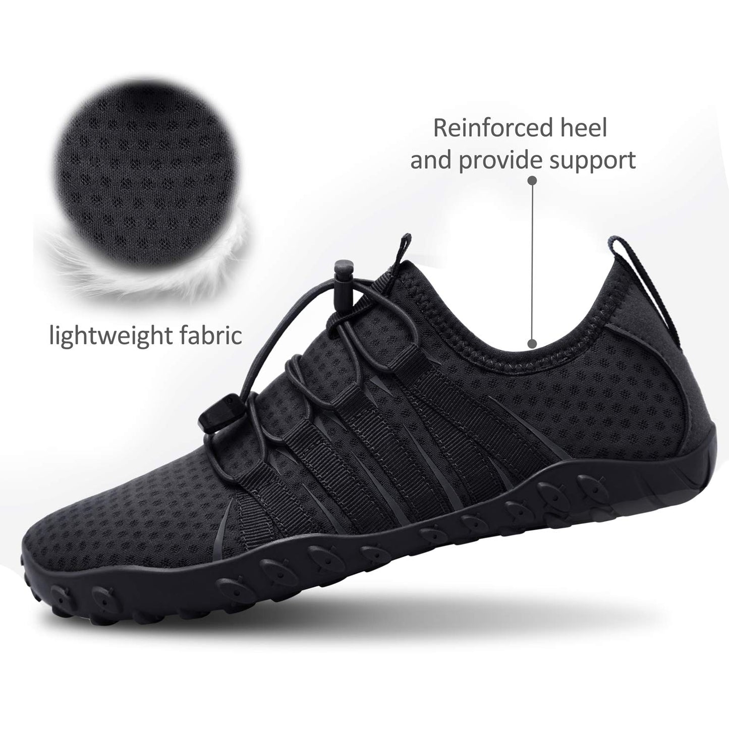 SEEKWAY Water Shoes Sports Quick-Dry Barefoot Aqua Beach Pool Lake Swim Boating Hiking Surfing Men Women 471-Black SP001