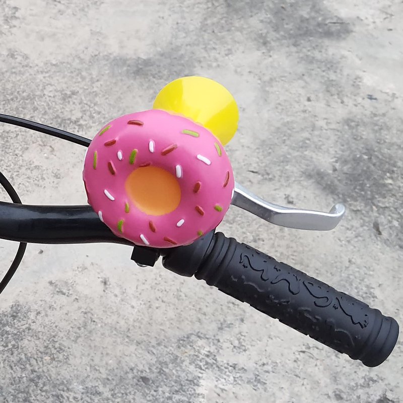 ONIPAX Donut Bike Squeeze Horn, Soft Rubber Handlebar Mount Cute Bicycle Honk for Kids, Boys, Girls and Toddlers, Pink & Brown