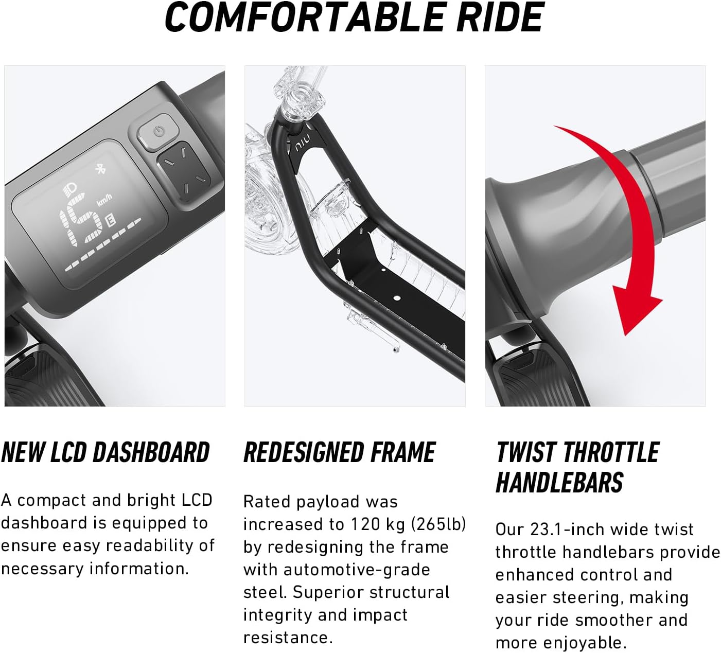 NIU Electric Scooter - KQi 1PRO Series E Scooter with Suspension, 500-700W Power, 14-33 Miles Range | Portable & Folding Design