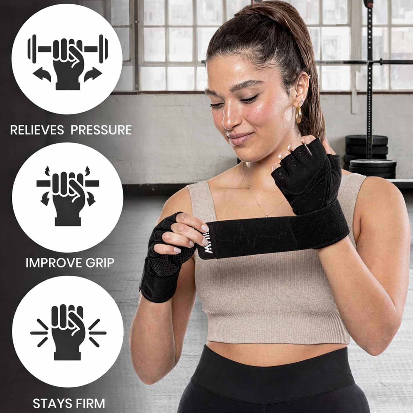 MhIL Workout Gloves for Women - Breathable Weight Lifting Gloves with Palm Protection & Wrist Support