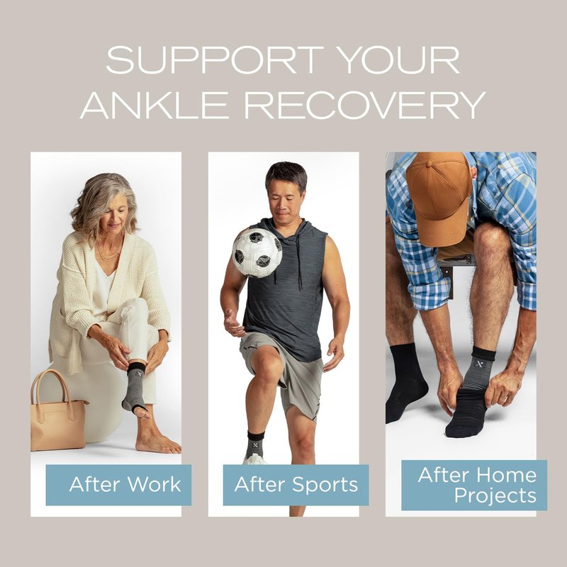 NUFABRX Medicine-Infused Pain Relieving Ankle Compression Sleeve for Men and Women with Ankle Pain, Arthritis, Tendonitis, and Plantar Fasciitis