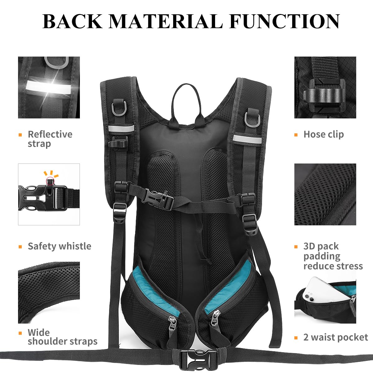 NONSAR Hydration Backpack, Hiking Backpack with 3L Water Bladder, Lightweight Insulation Hydration Pack, Water Backpack for Hiking, Cycling, Running, Festival, Camping for Men Women