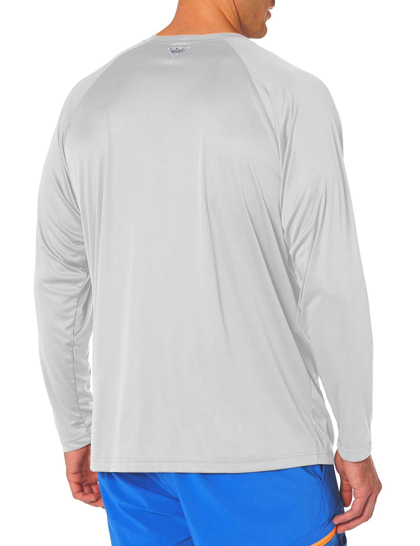 Columbia Men's PFG Terminal Tackle Long Sleeve Fishing Shirt, Cool Grey/Vivid Blue Logo, 2X