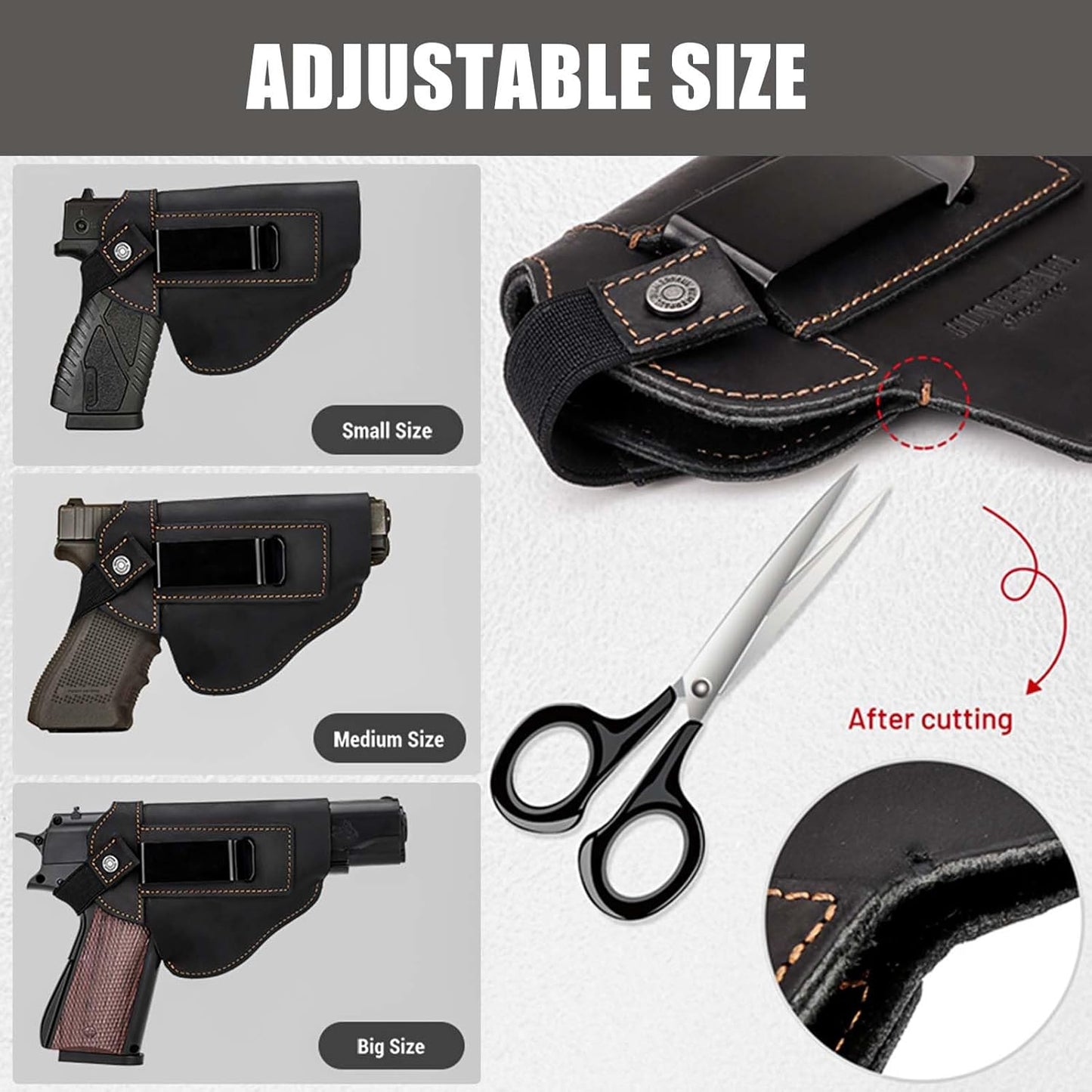 Skiennix Leather Universal Pistol Holster - IWB/OWB Concealed Gun Holster for Glock, Taurus, Sig, Springfield | Fits Most Pistols