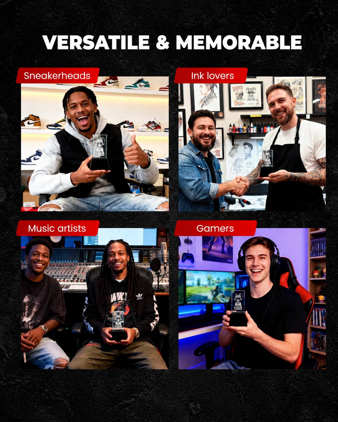 Gen Beta Goat Trophy Award – Funny Trophy for Adults, Crystal Goat Statue & Hypebeast Room Decor – Unique Awards and Trophies Gift for Brother, Boyfriend & Men Who Have Everything