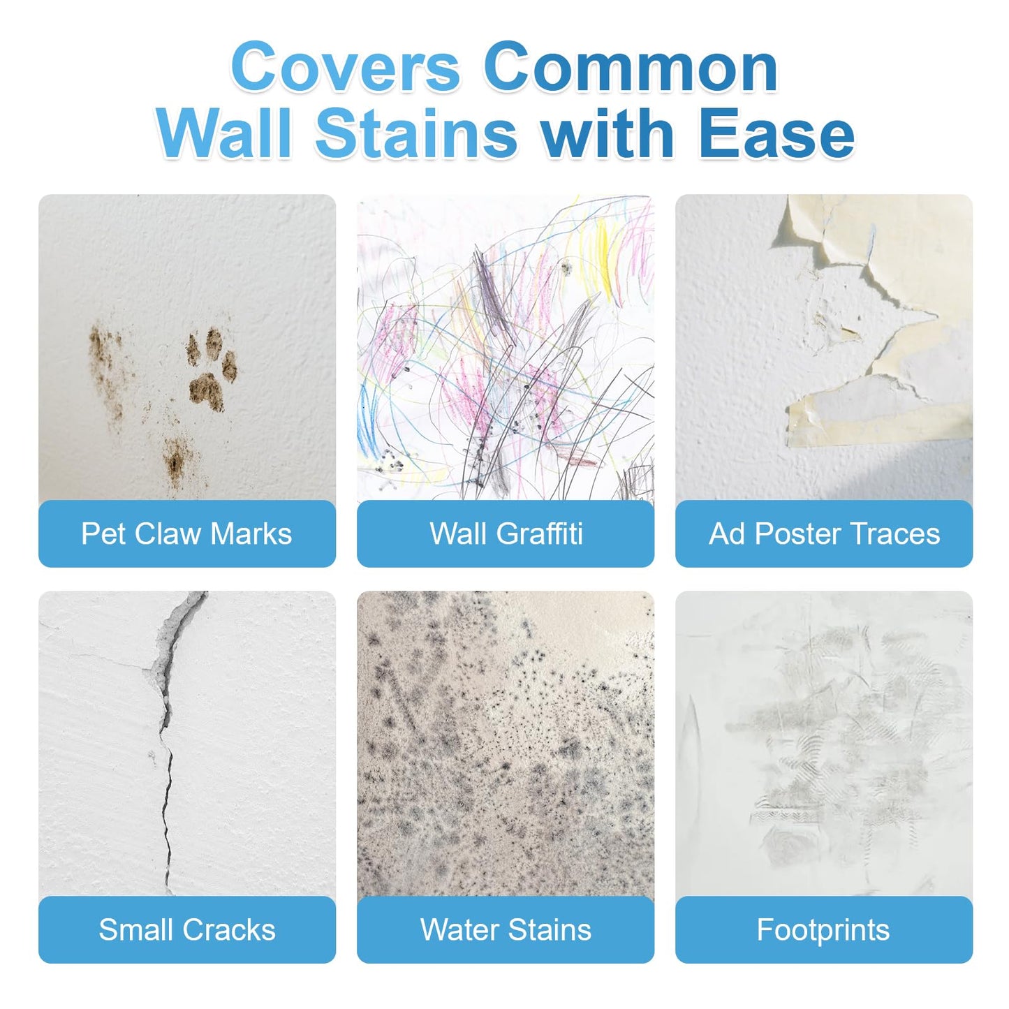 White Wall Paint with Built-in Roller – Portable Touch-Up Paint for Stains, Scratches & Yellowing, Low Odor, Ready-to-Use, 3.5 fl oz