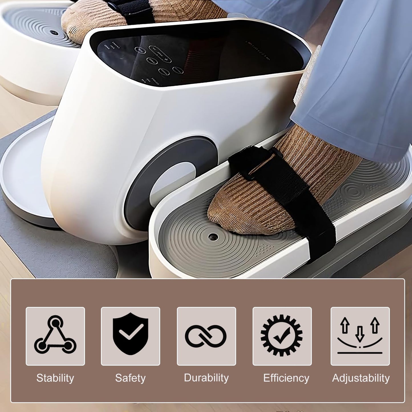 GUMWIG Leg Exerciser Traction Straps, Under Desk Elliptical Trainer 2 Pack Traction Straps，Electric Leg Exerciser Ellipse Equipment Pedal Band for Seniors to Secure & Stability Foot Accessories