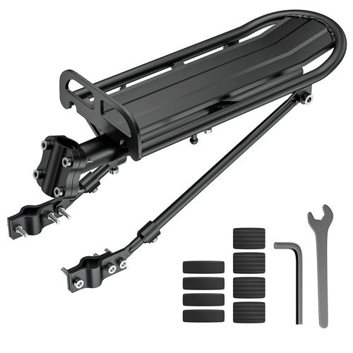 Bike Rear Rack Retractable Aluminum Alloy Bicycle Cargo Rack Mount Cycle Luggage Carrier Rear Seat Post Rack, Max Weight 55lb
