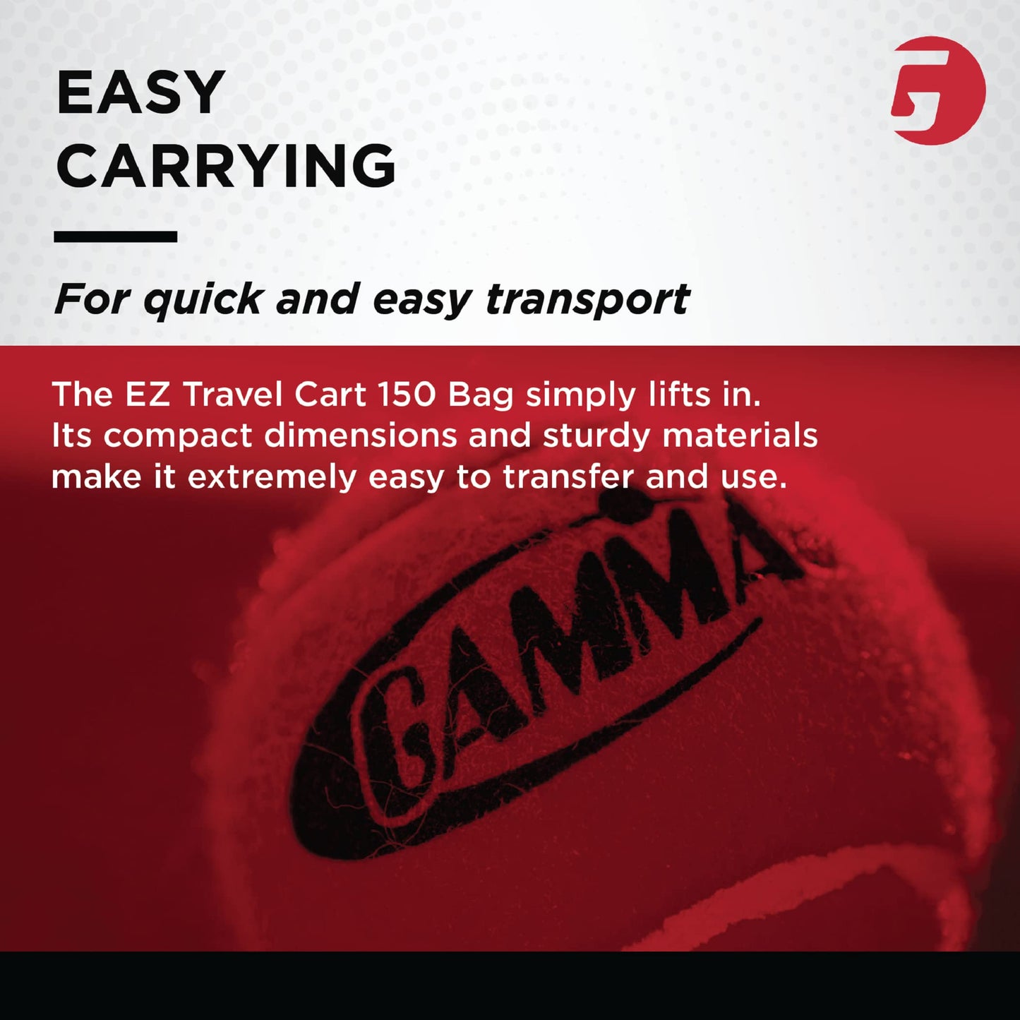 GAMMA Sports EZ Travel Cart, Tennis & Pickleball Hopper, Padel, Portable Compact Design, Sturdy Lightweight Construction, EZ Bags, 150 or 250 Capacity, Premium Carrying Case Included
