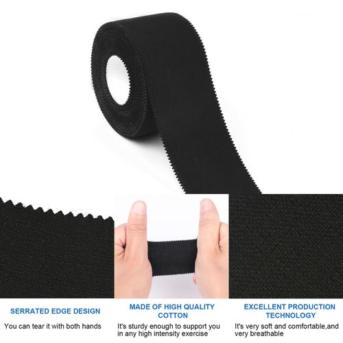CHMI Athletic Tape,Black Sports Tape (20 Pack), 200 Yards Rolls Very Strong Easy Tear NO Sticky Residue Best Tape for Gymnastics Climbing Bat Injuries Medical (1.5 Inch X 200 Yards).