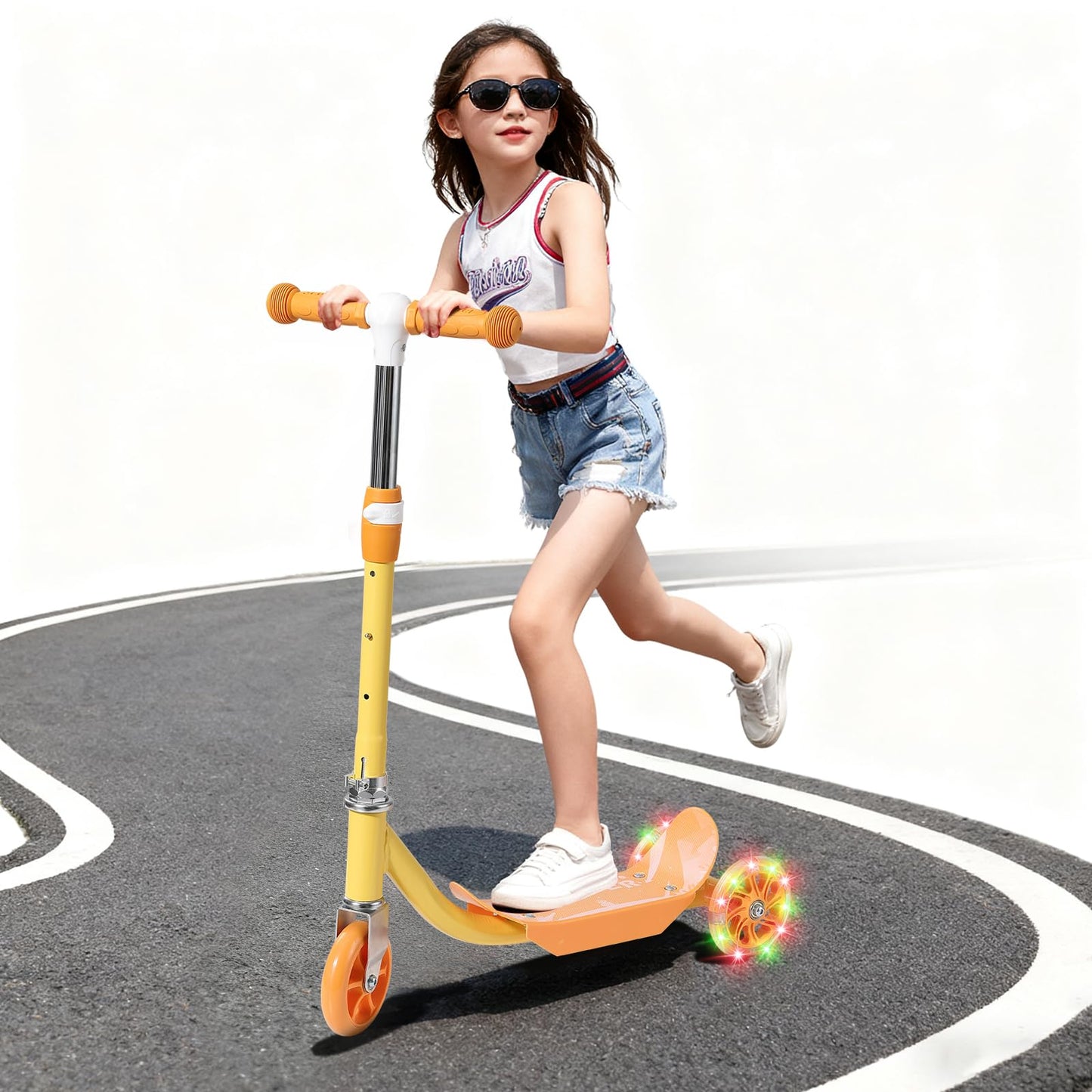 Scooter: LED Lighted 3 Wheel Scooters for Kids 3-5, Toddler Scooter for 3 Year Old, Heavy Duty Metal, 3 Adjustable Height Handlebars, Anti-Slip Deck, for Boys Girls Ages 3-5 5-7, up to 110 Lbs