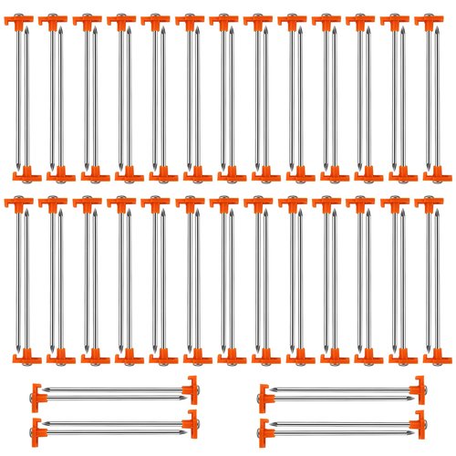 Jibrelxion 40 Pack Tent Stakes Heavy Duty, 7.8 Inch Galvanized Non-Rust Metal Tent Pegs, Ground Stakes Canopy Anchors Spikes, Camping Accessories for Patio, Garden, Canopies, Grassland, Orange