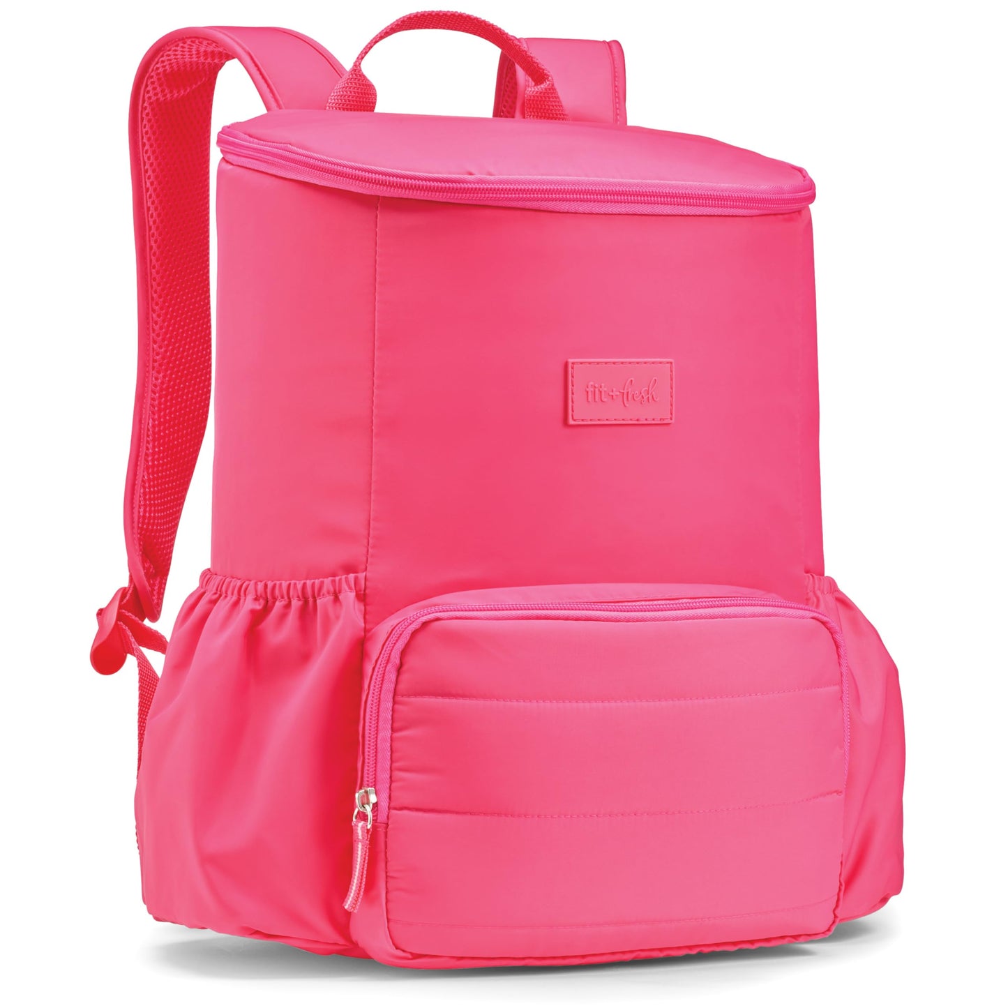 Fit & Fresh Insulated Backpack Soft Cooler – Leak-Resistant, Beach & Travel Bag for Women, 24 Can Capacity Picnic & Cooler Bag, Hot Pink