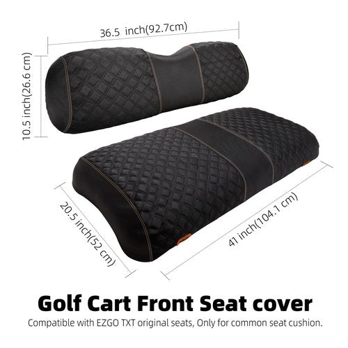 Roykaw 1680D Oxford Cloth Golf Cart Front Seat Covers for EZGO TXT, No Drilling Required, Wrinkle & Wear Resistance, Easy Installation