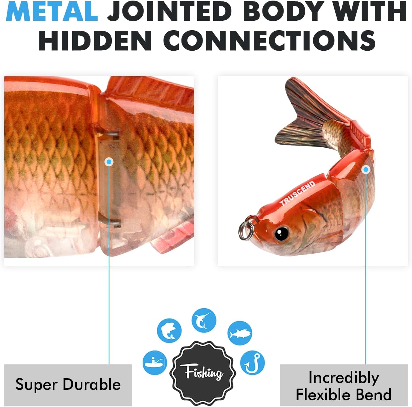 TRUSCEND Fishing Lures - Easy Catch Swimmax with BKK Hooks | Lifelike Vibrating Action for Bass, Trout, Walleye, Crappie